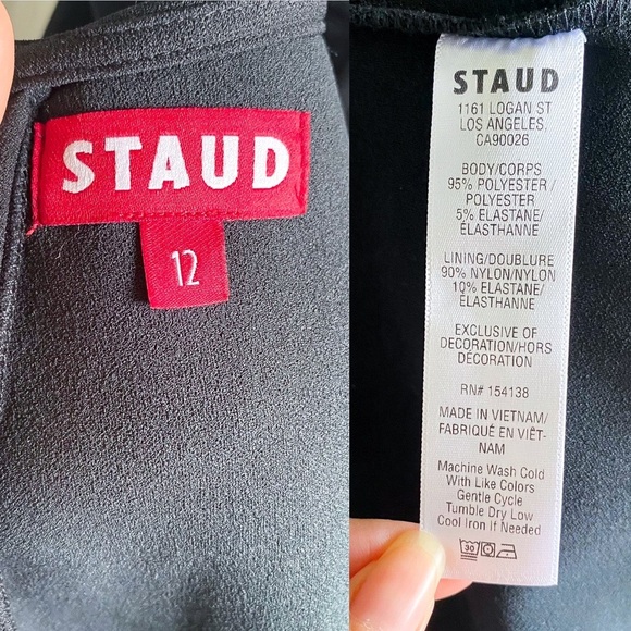 Staud Georgina Bustier Bow Maxi Cocktail Sheath Dress Black 12 NWT - Picture 5 of 6